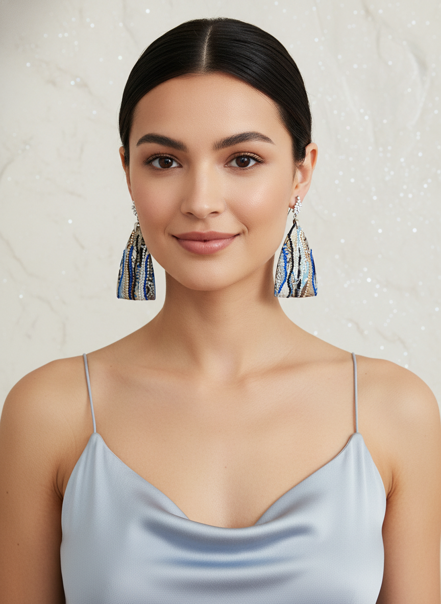 orecchini lusso pendenti artigianali cristalli blu oro MILENA SCARCELLA eletticart